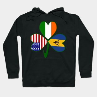 Barbados Ireland USA Flags Shamrock Hoodie